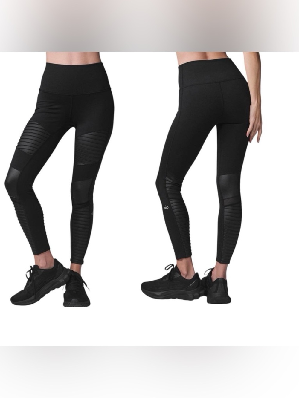 ALO Yoga Black High-Waist Moto Ribbed Leggings